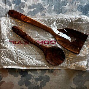 Cookdevil Wooden Kitchen Utensils Set of 2 (Spoon/Spootle & Spatula) Brand New